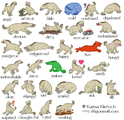 Hyenas depicting moods.