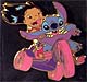 Stitch and Lilo on the tricycle.